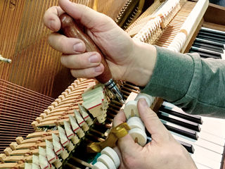 Piquage d’un marteau Photo du piquage d’un marteau de piano droit dans le cadre d’une harmonisation